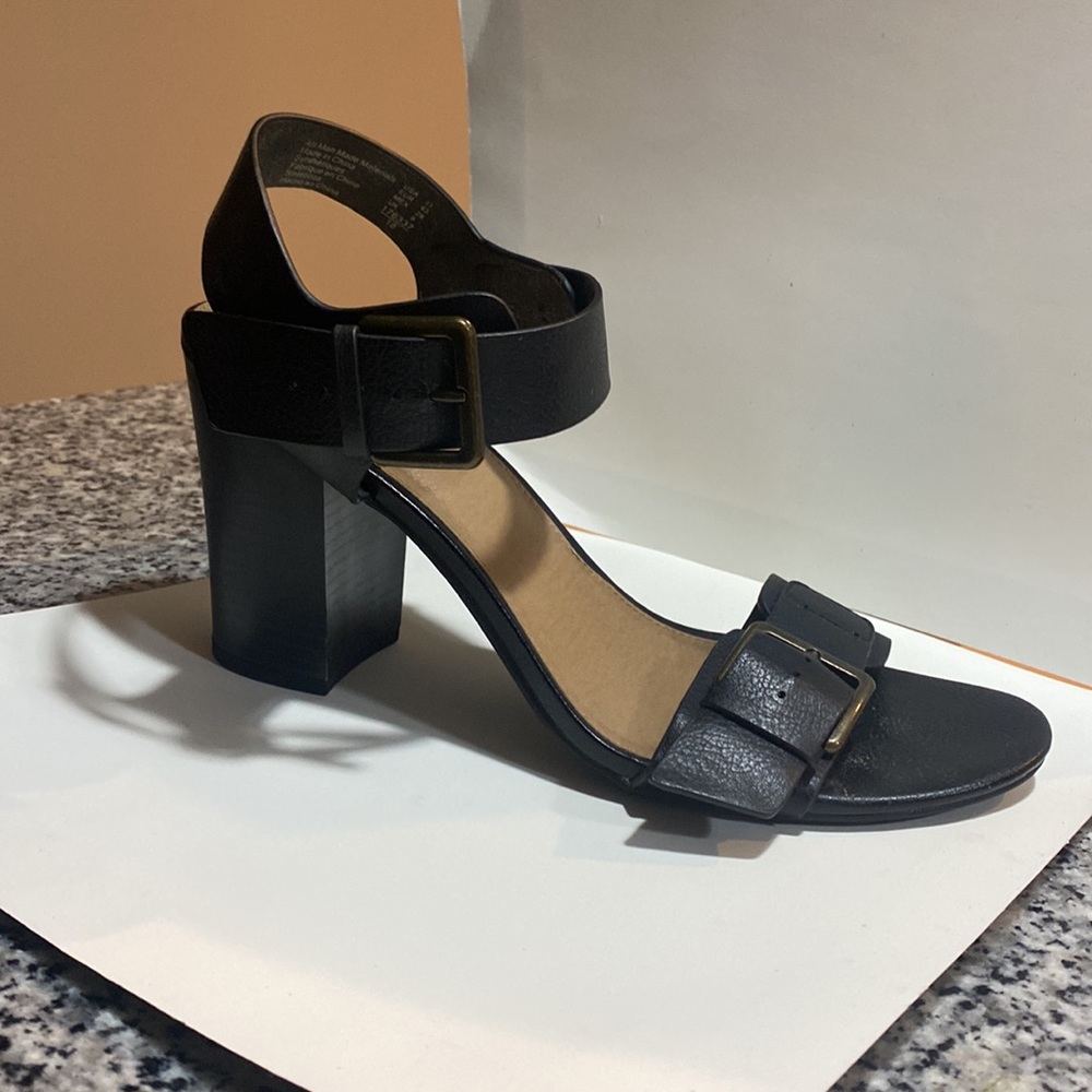 Black high chunky heel sandal